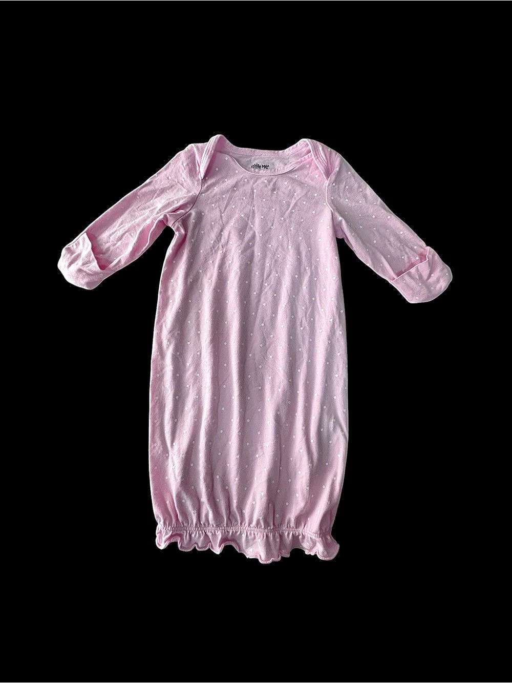 Little Me Long Sleeve Polka Dot Sleep gown Pink Baby 0-3 M